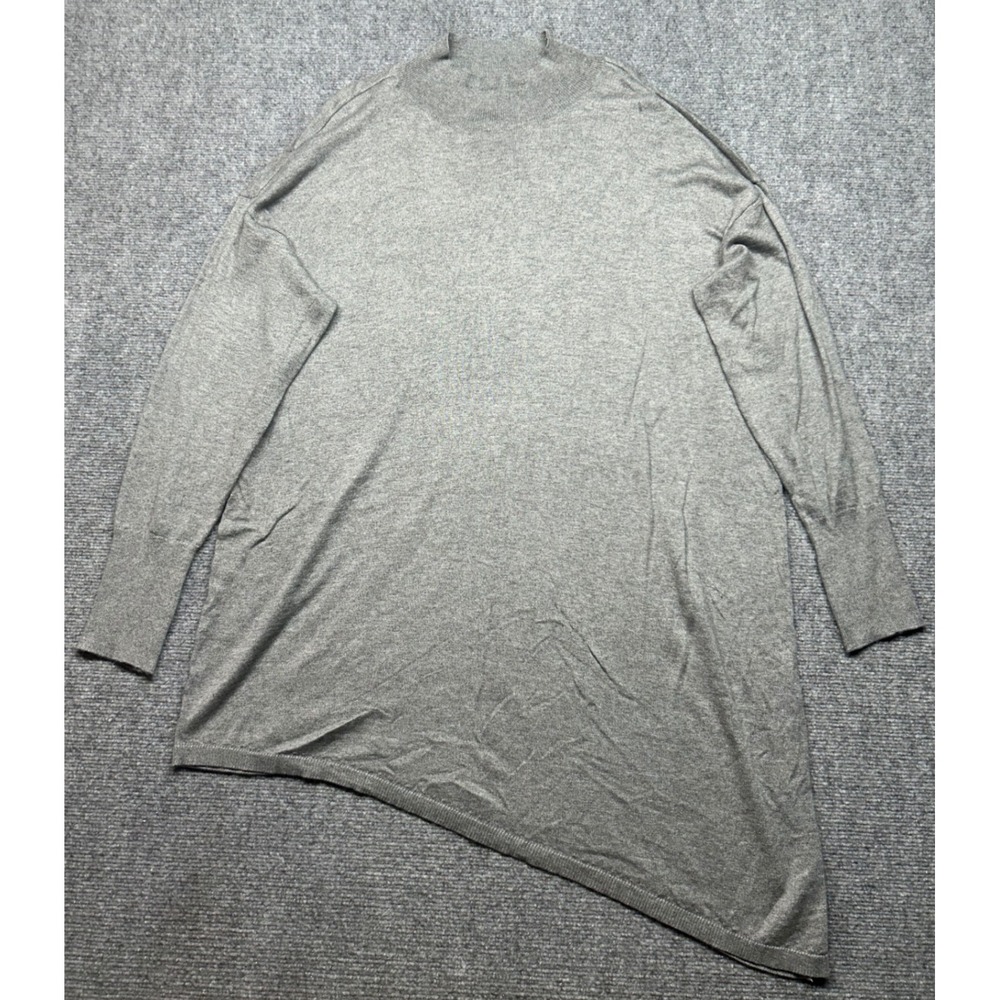 Worthington Tunic Top Womens XXL Heather Gray Long Sleeve Mock Neck Asymmetric